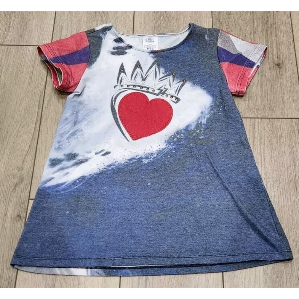 Disney Descendents 2 Evie Cosplay Top size 7/8 Girls Tunic Faux Leather Sleeves‎